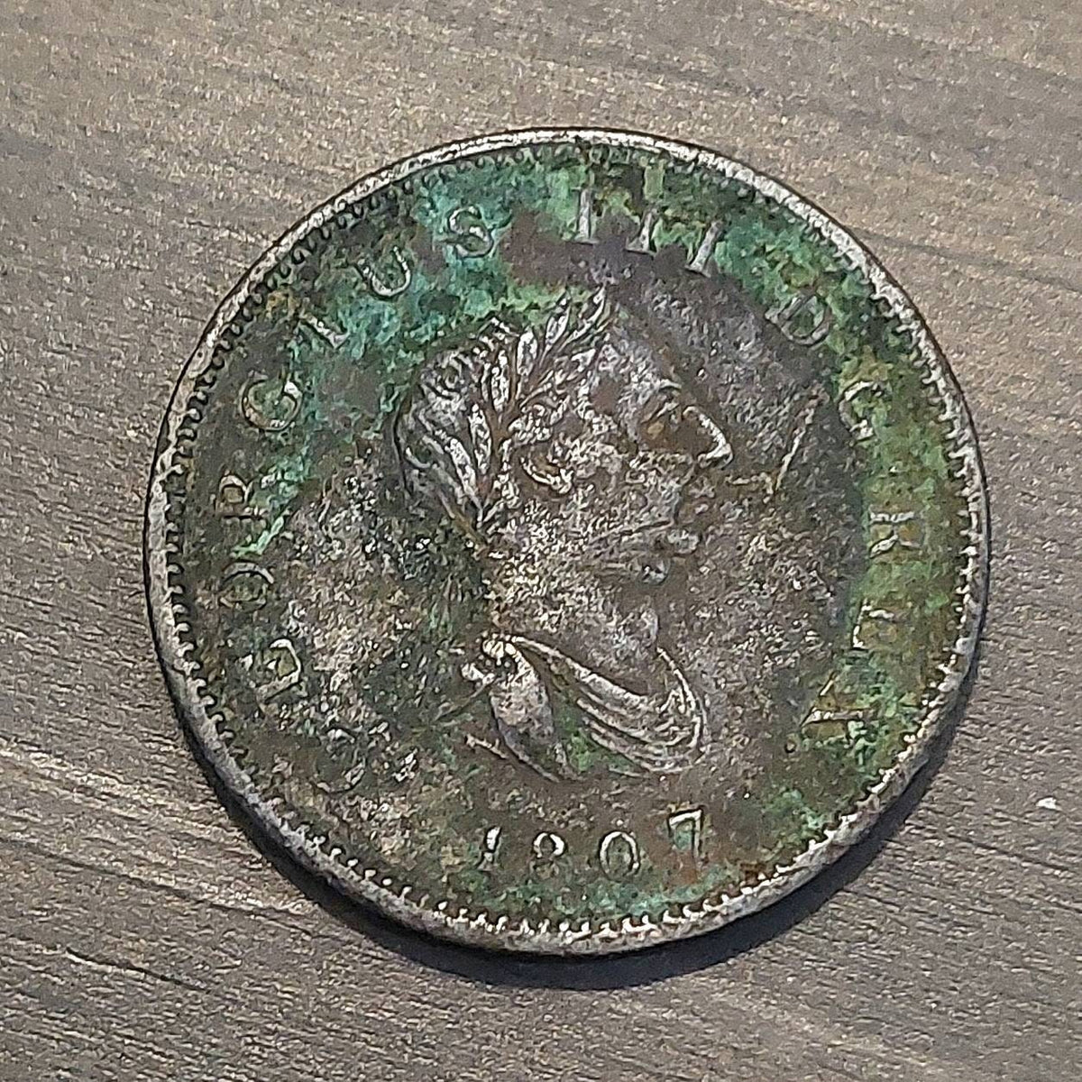 1807 British penny britania copper colonial era coin