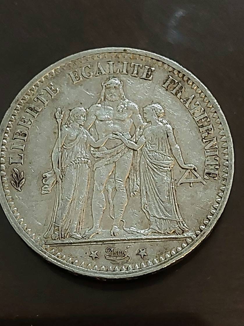 1875a French 5 francs silver world coin