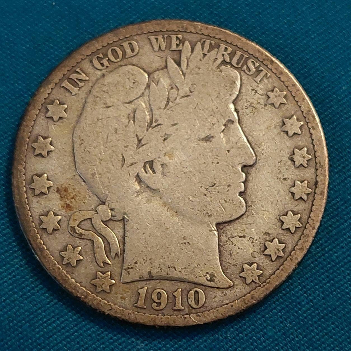 1910s barber half dollar, semi key date very good condition, very rare date barber half with a very low mintage 90 percent silver
