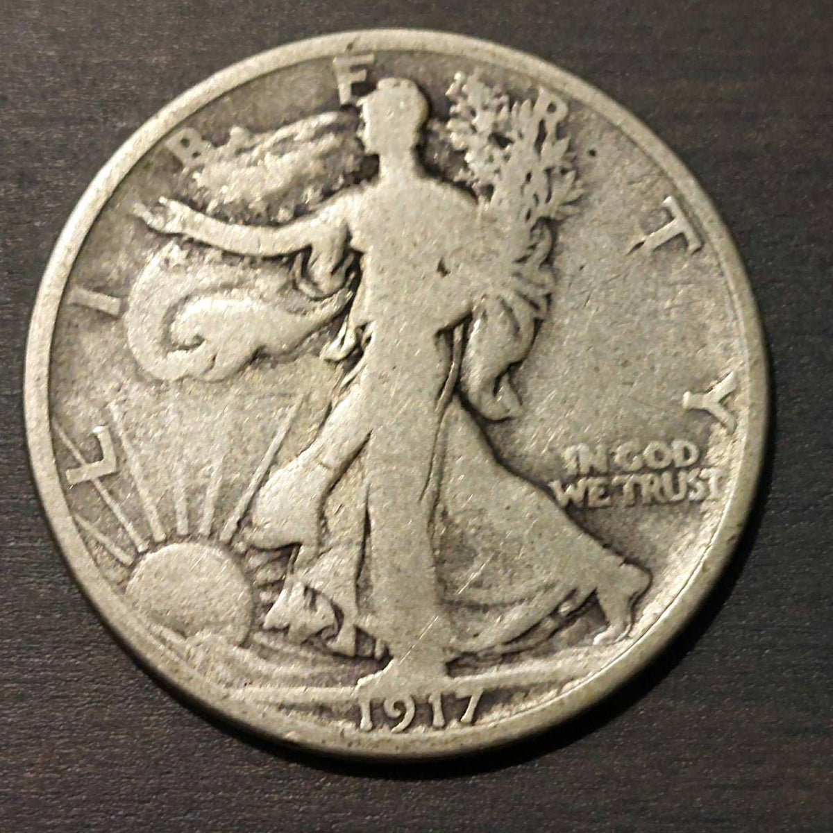 1917d walking liberty silver half dollar second year of issue American coin