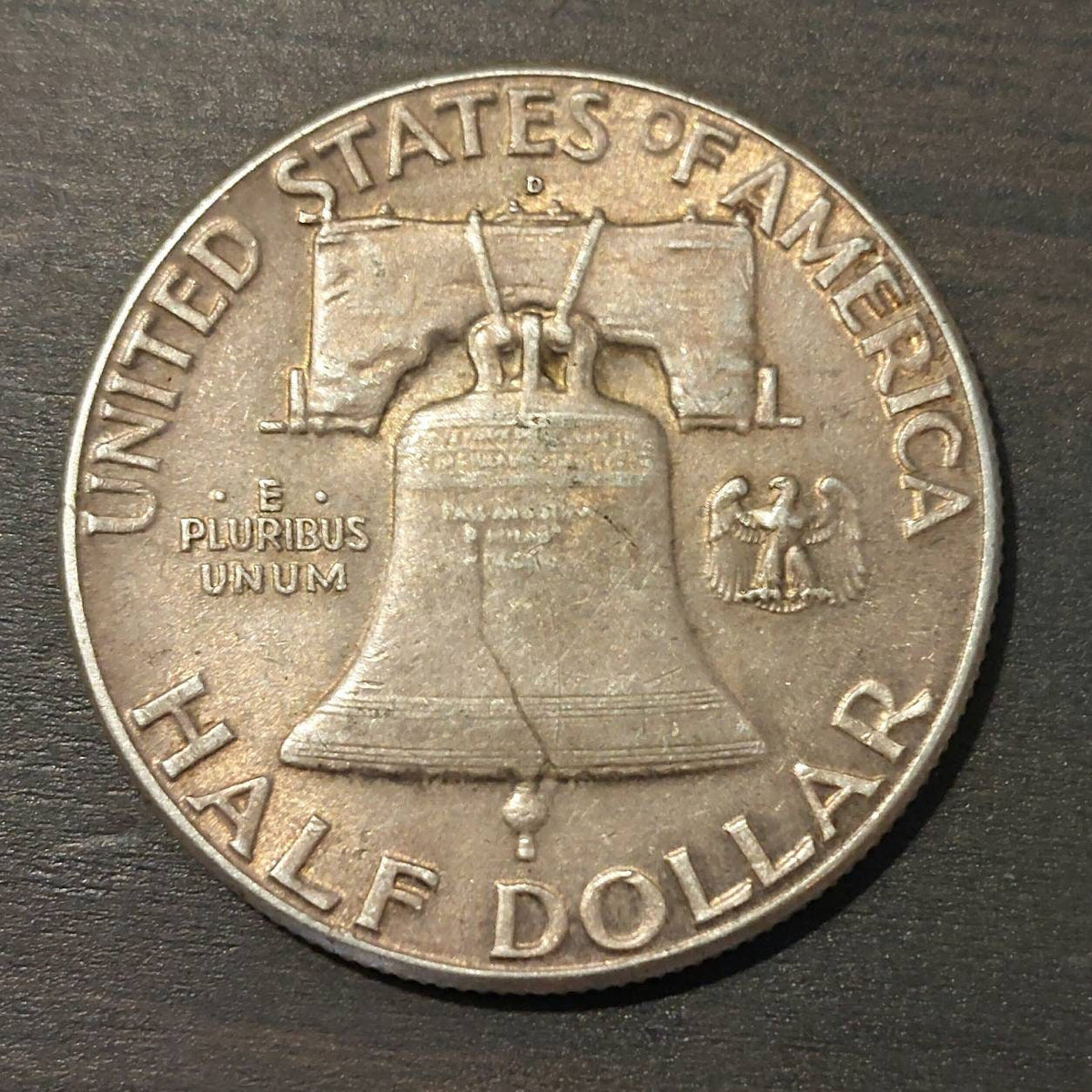 1948d silver Franklin half dollar, first year of issue denver mint, high grade