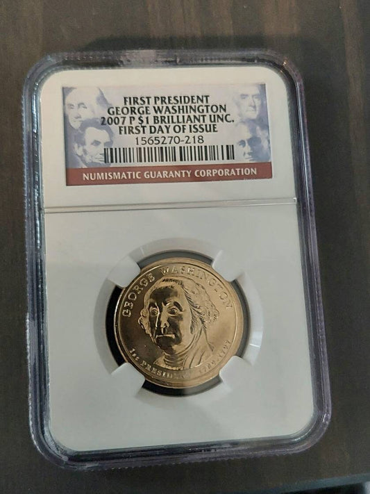 Presidential gold dollar, ngc graded brilliant uncirculated first day of issue, Philadelphia mint