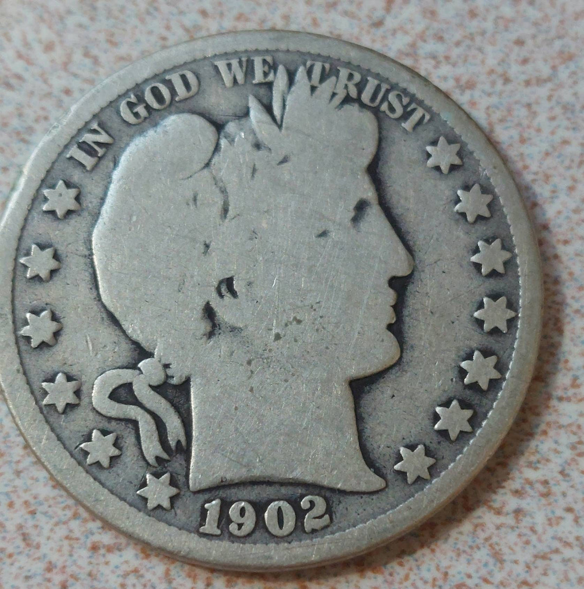 1902o barber half dollar silver 90 percent,  tough date, low mintage american antique coin