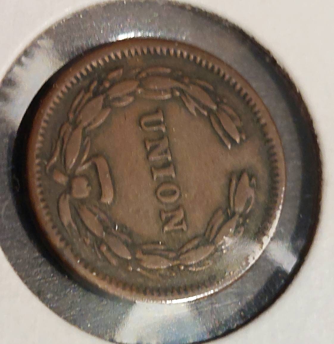 civil war token, authenticrandom 1863 civil war token from large collection! Coin will be very/fine to extra fine, one cent token antique