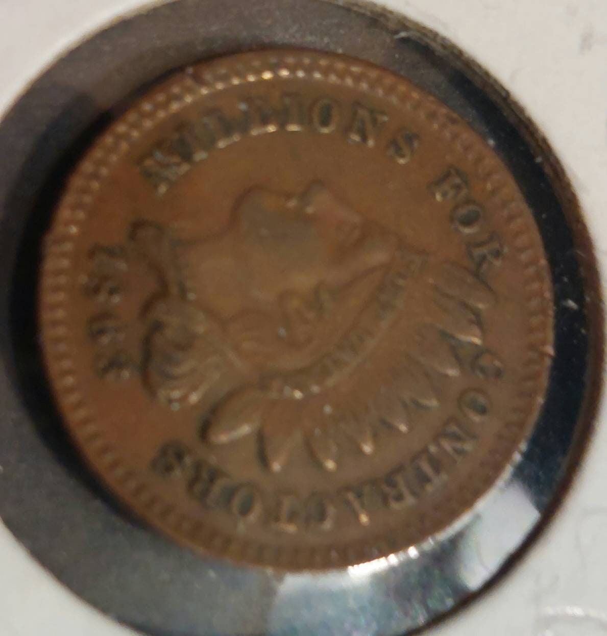 One random 1863 civil war token from large collection! Coin will be very/fine to extra fine, one cent token antique