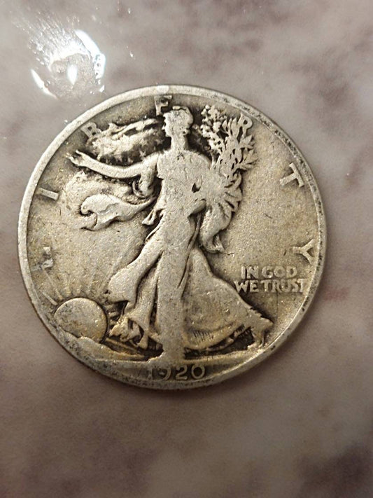 1920p walking liberty silver half dollar, very good us coin collecting, gifts for him