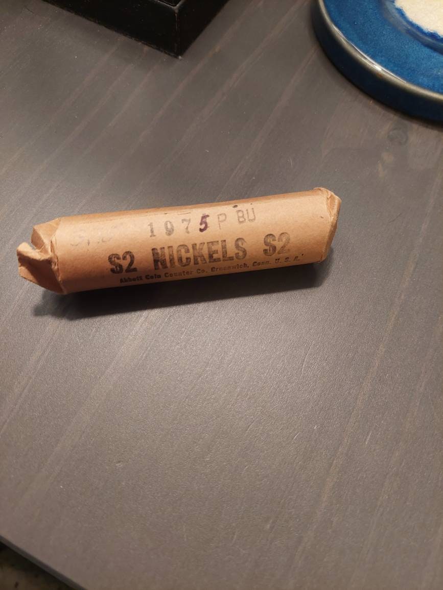 1975p original bank roll Jefferson nickels, uncirculated free shipping