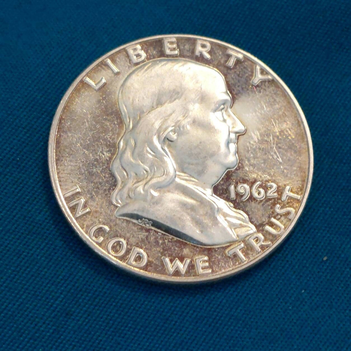 1962 proof franklin half dollar, 90 percent silver frosty coin vintage uncirculated proofs