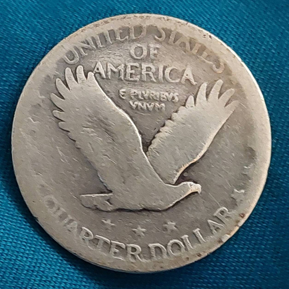 1927d standing liberty quarter. Rare Date circulated 90 percent silver