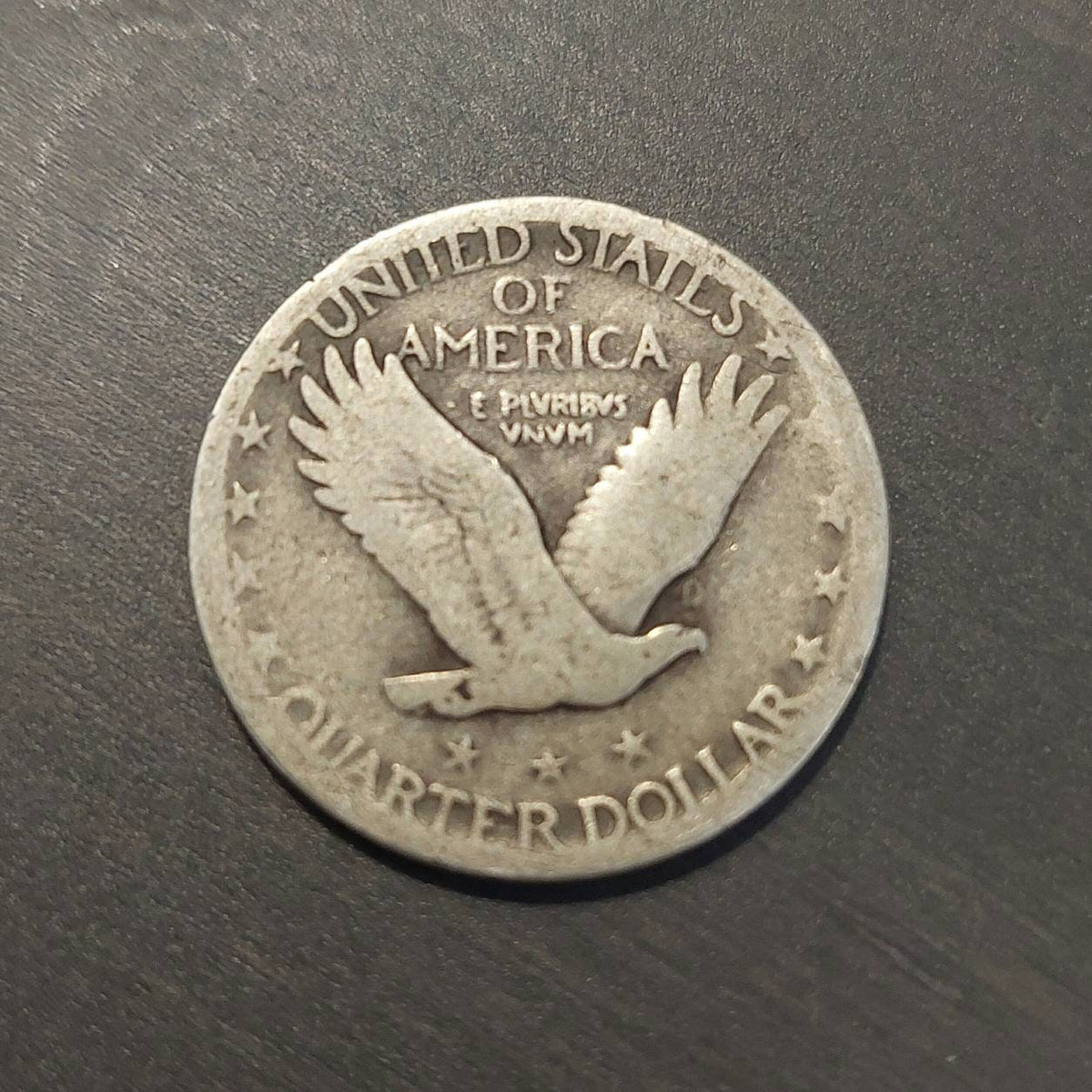 1927d standing liberty quarter, semi key date low mintage 90% silver