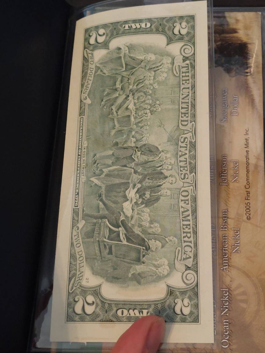 Lewis and Clark bicentennial coin and currency set, uncirculated 2 dollar bill and 24kt gold plated coin set