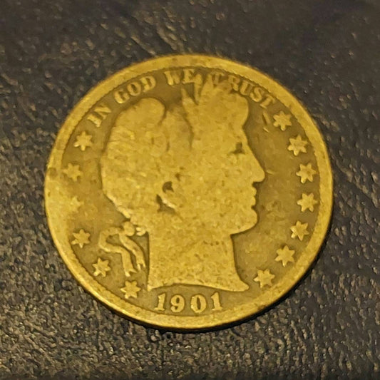 1901s barber silver half dollar, under 1 million mintage