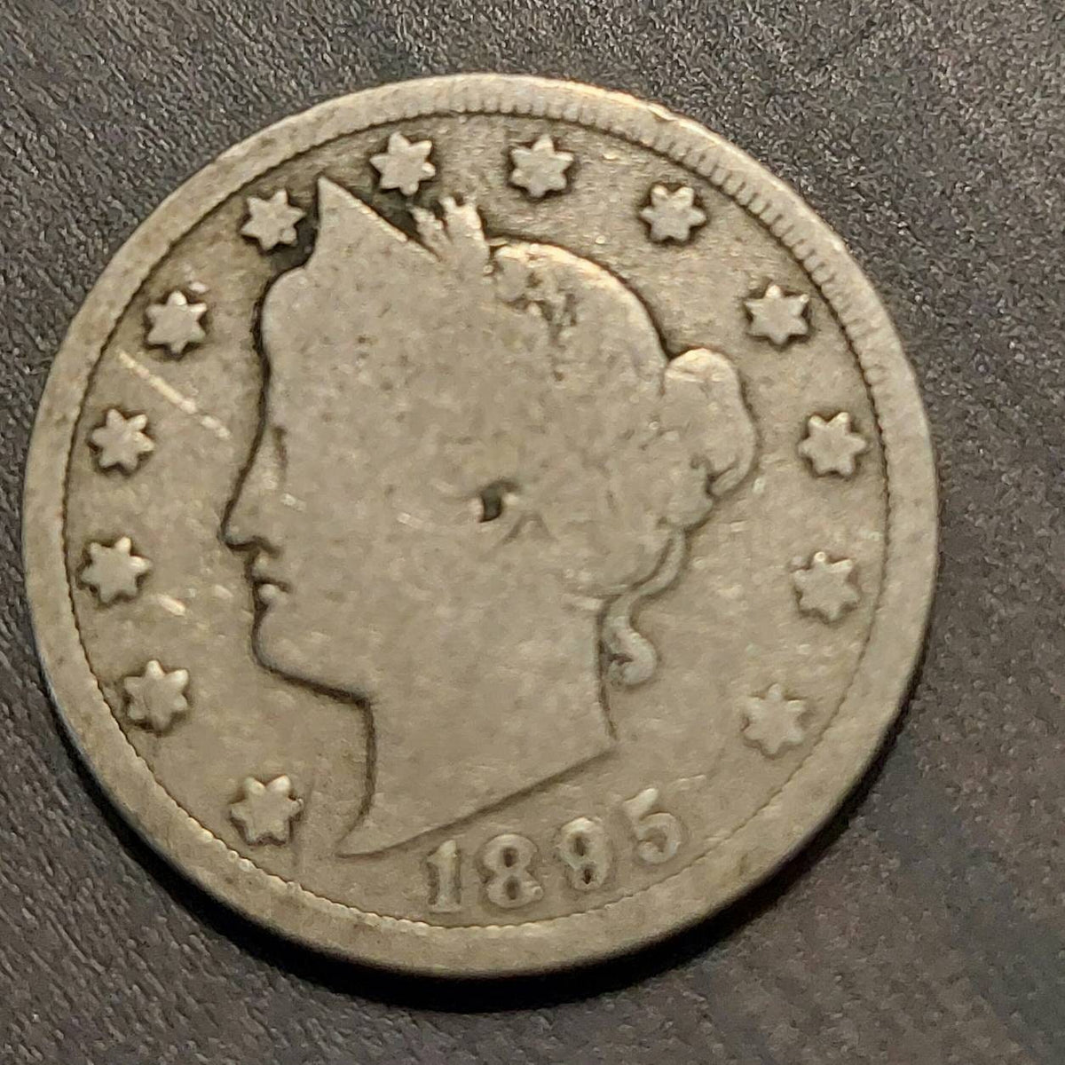 1895 liberty v nickel, better 1800s date coin rare in any condition antique american nickel