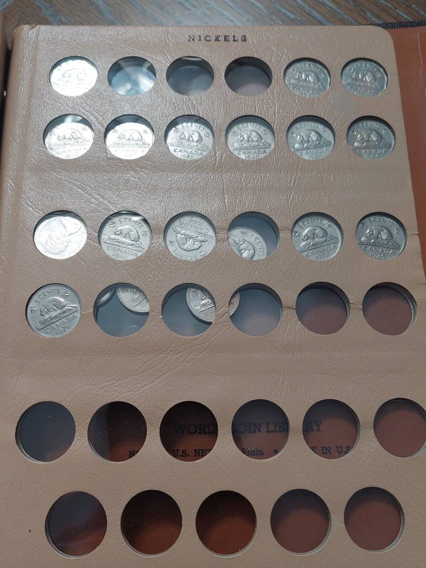 Dansco 7117 Canada nickel book, contains 60+ Canadian nickels from 1920 to 1980s, coin collecting