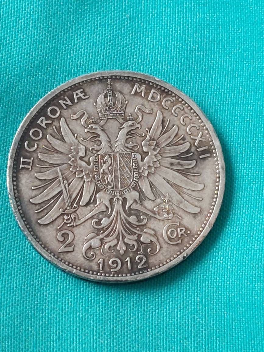 1912 austria 2 korona antique silver coin