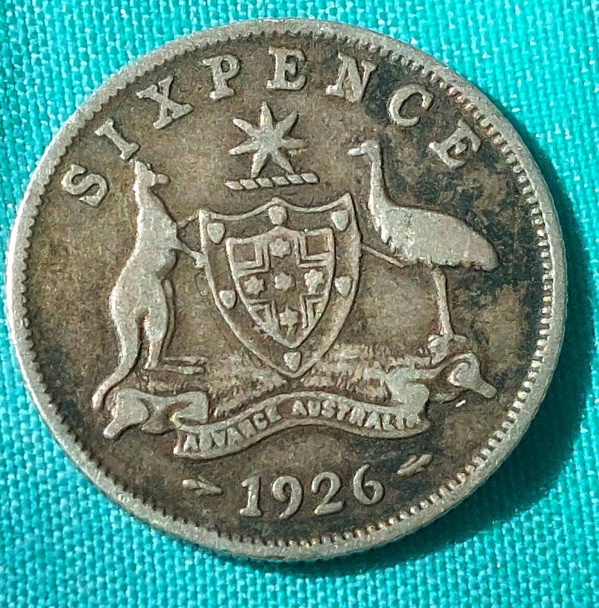 1926 Australian silver king george sixpence, lower mintage higher grade aussie collectible