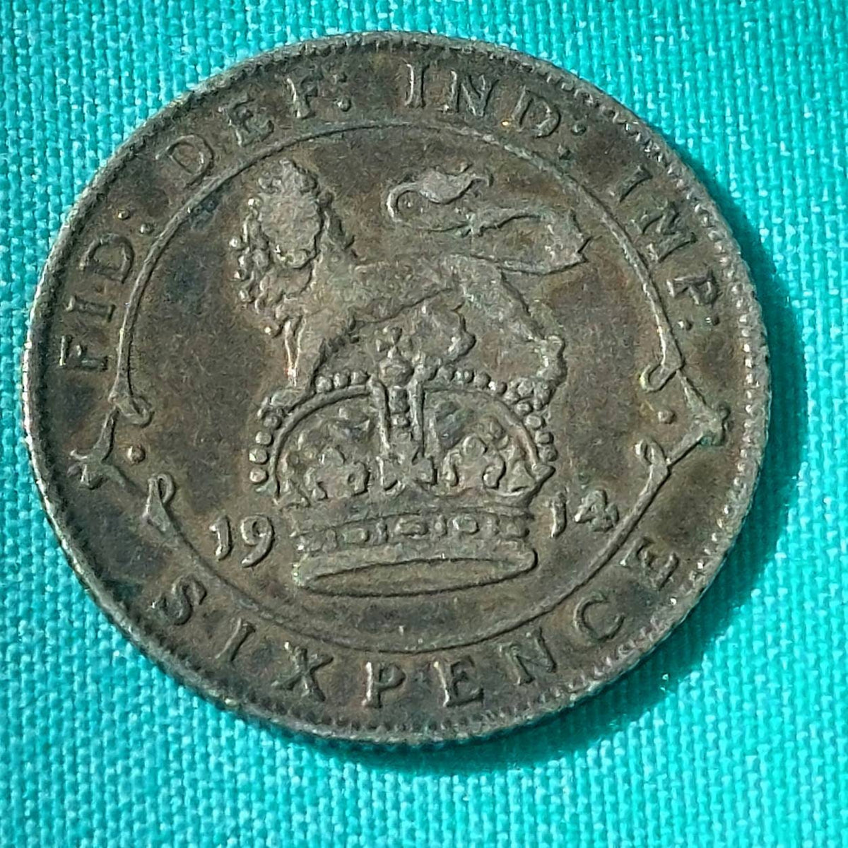 1914 British silver sixpence,  king george lucky wedding coin