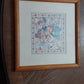 1982 Lucy Riggs, framed teddy bear painting,  Savanah Georgia, ships free
