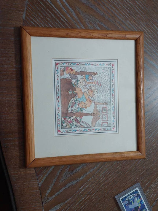 1982 Lucy rigg painting,  teddy beads 14x14 artwork,  Savanah Georgia, free shipping