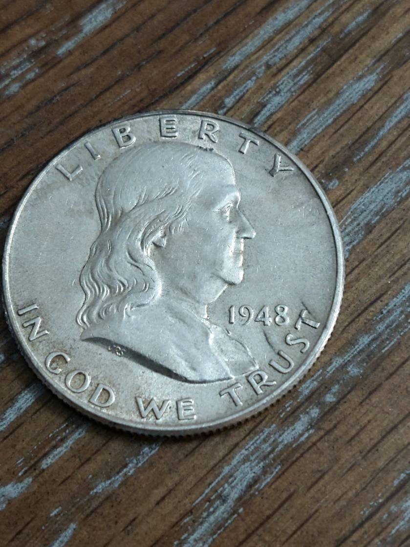 1948p franklin half dollar silver, rare first year coin high grade