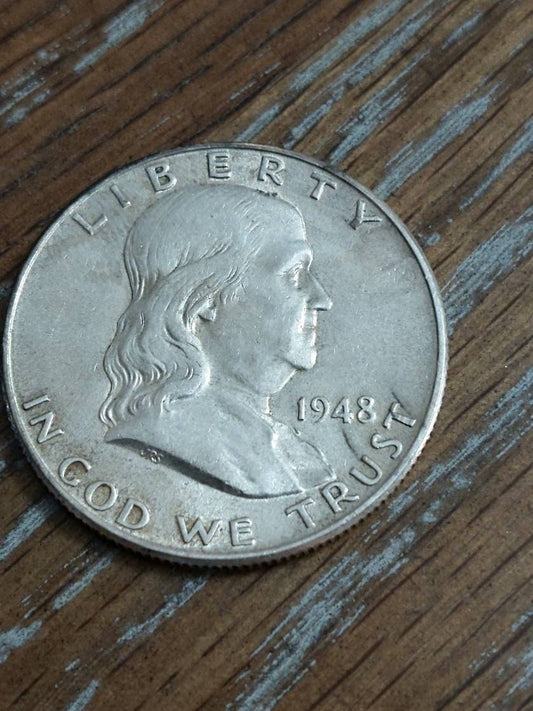 1948p franklin half dollar silver, rare first year coin high grade