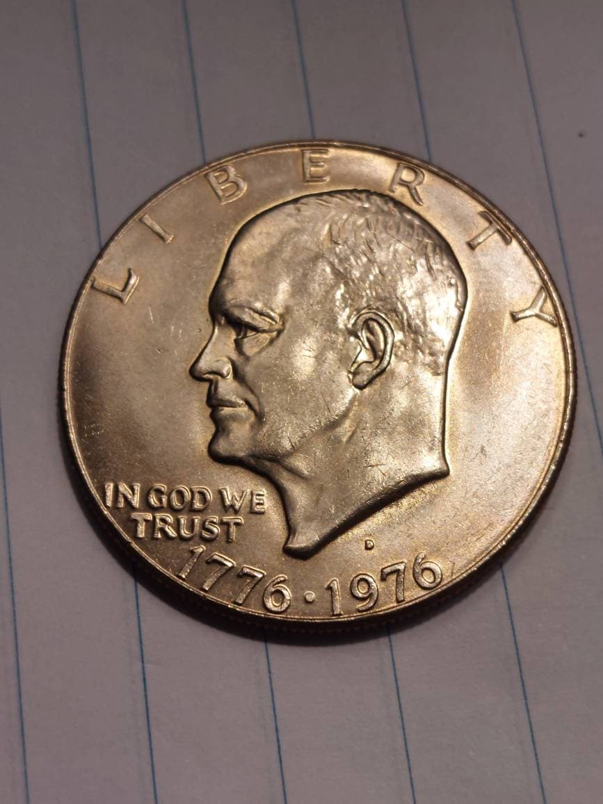 1976d bicentennial Eisenhower dollar uncirculated type 1, not easy to find in mint state and a popular one year design