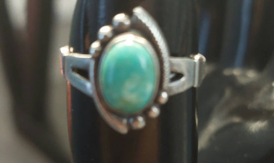 Size 6, vintage southwest sterling silver, turquoise hallmark stamped  ring, statement ring for her
