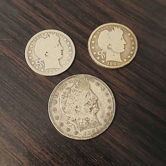 1 dollar face value 90 percent silver barber coins, 1800s rare money, free shipping