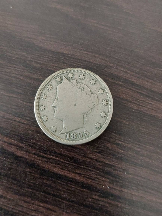 1895 liberty v nickel, antique American coin very good condition this is a difficult date to locate in any grade
