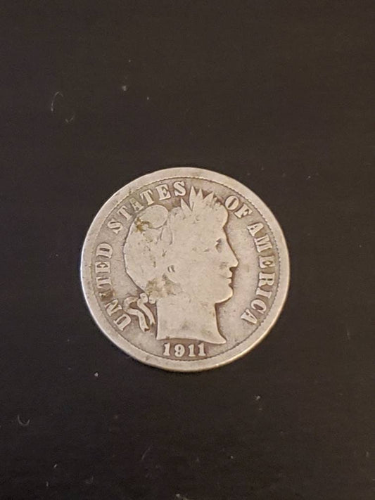 Barber silver dime random dates old silver coin collecting, gifts for him, you get one good/very good condition barber silver dime