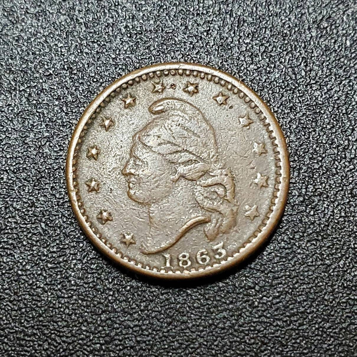 1863 army navy patriotic Civil War token copper not one cent, copper antique coin