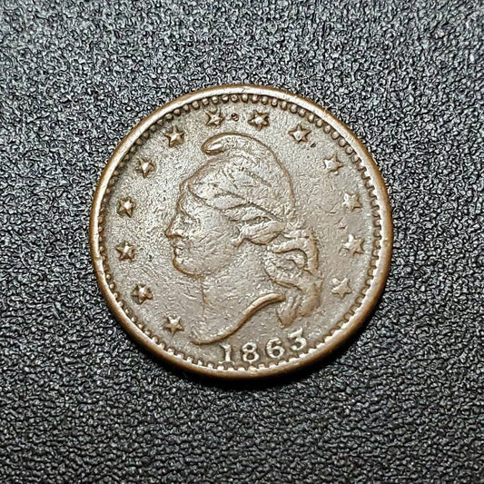 1863 army navy patriotic Civil War token copper not one cent, copper antique coin