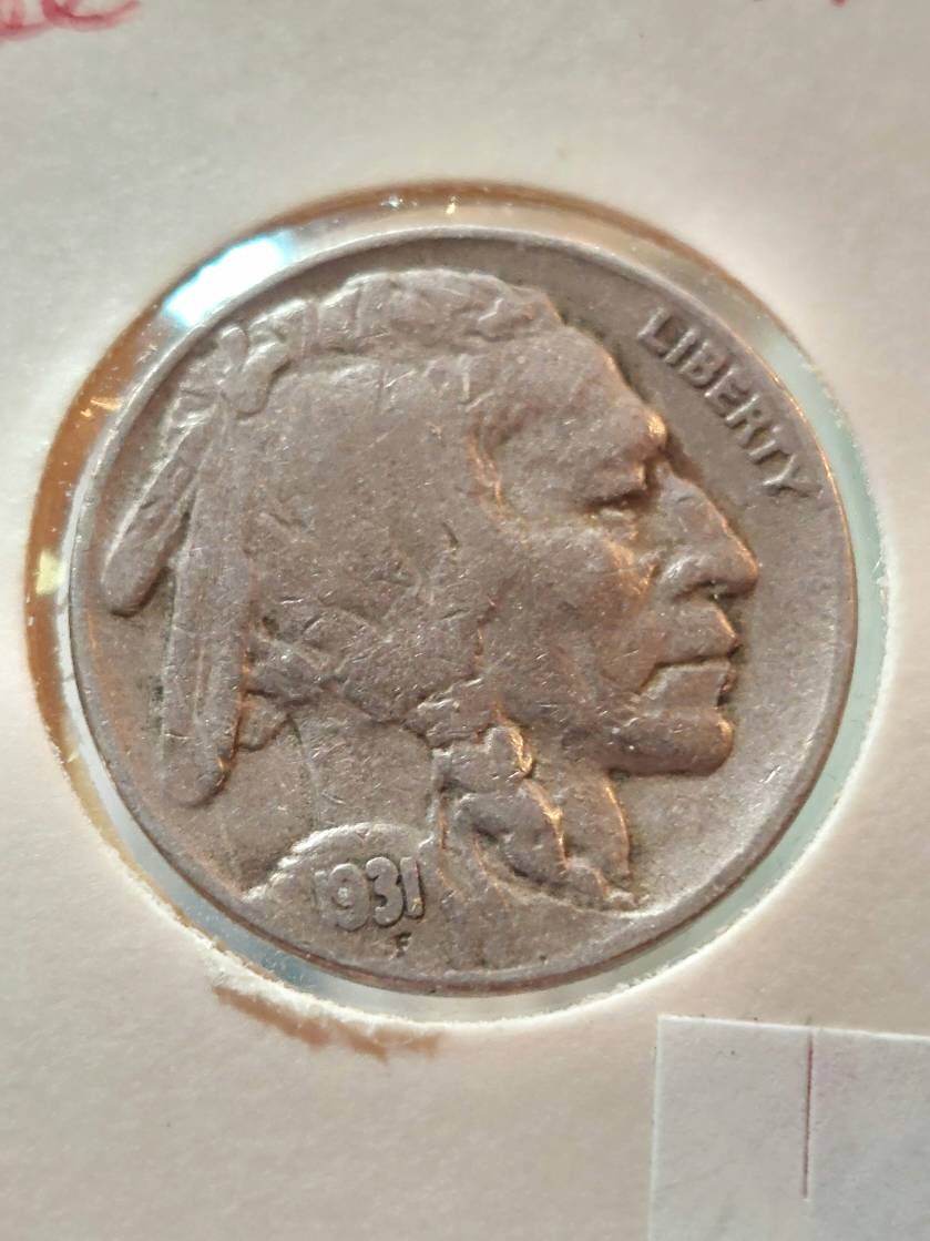 1931s buffalo nickel, semi key date low mintage coin in fine condition, us coins
