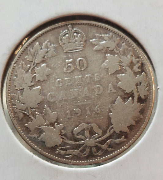 1916 Canadian Sterling silver 50 cent piece