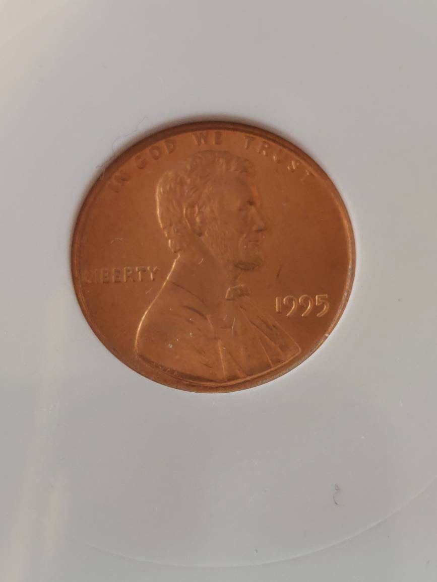 1995 Lincoln memorial cent, double die obverse ms65 red old anacs holder, severely undergraded, ships free