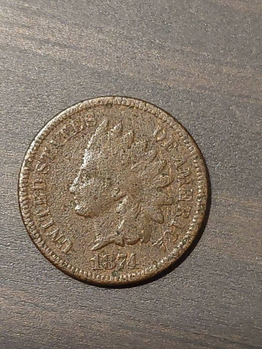 1874 indian head penny, very difficult to locate date