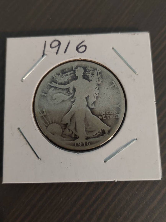 1916 walking liberty half dollar, very nice better coin low mintage