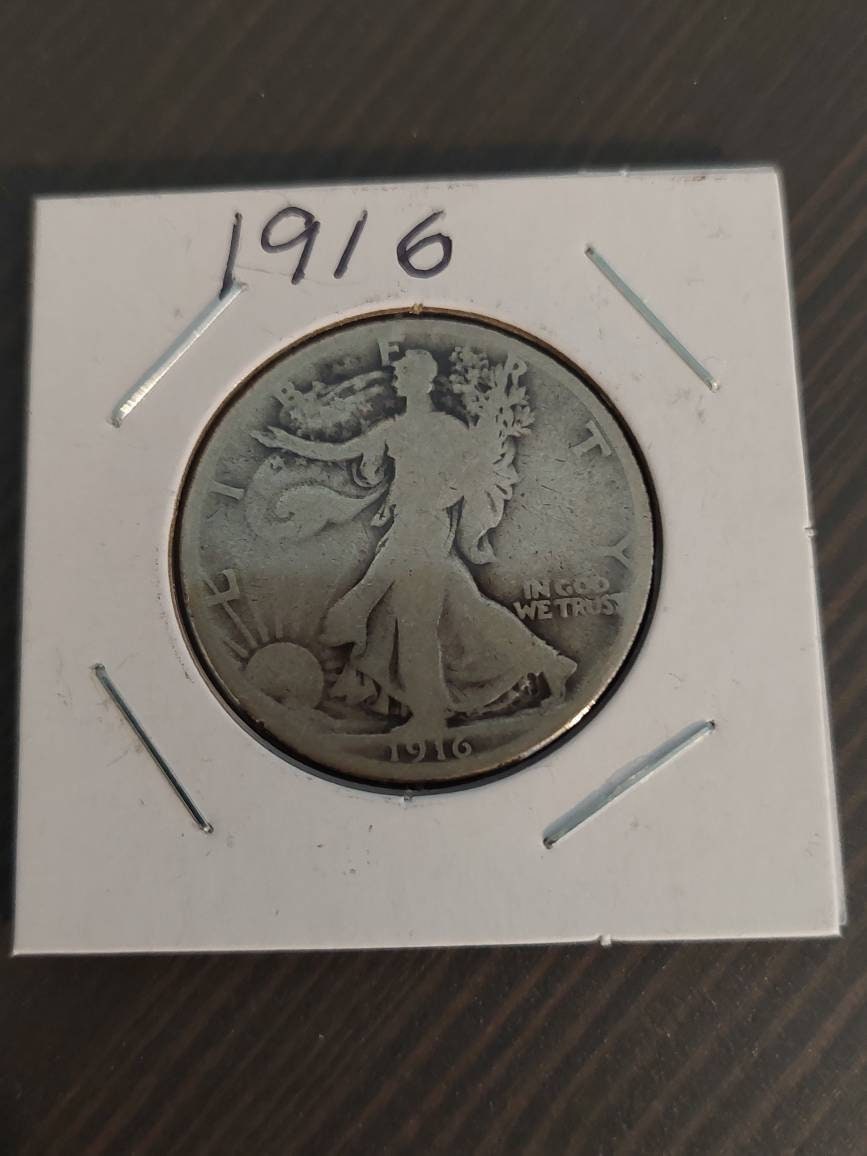 1916 walking liberty half dollar, very nice better coin low mintage, us coins, gifts for him