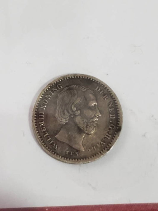 1850 5 cents silver coin Netherlands foreign silver coin rare type coin, coin collecting