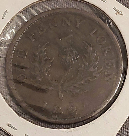 1824 nova scotia Canadian one penny bank token, better grade, coin collecting