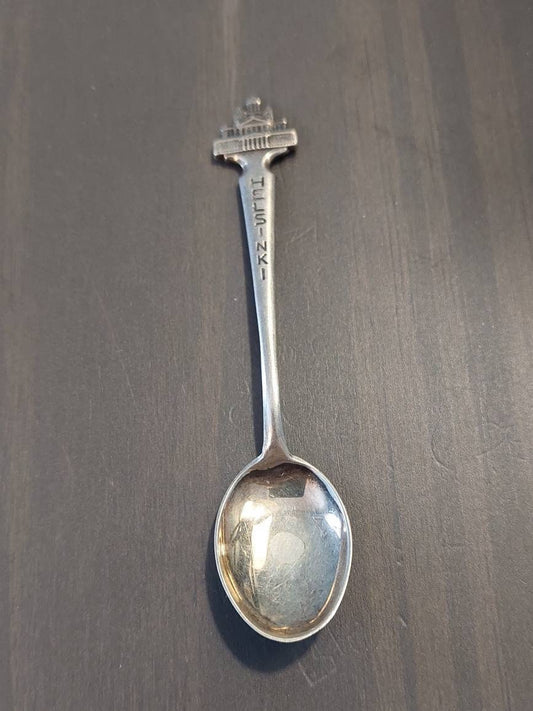 Vintage sterling silver spoon, commemorative of helinski Finland, Europe silver