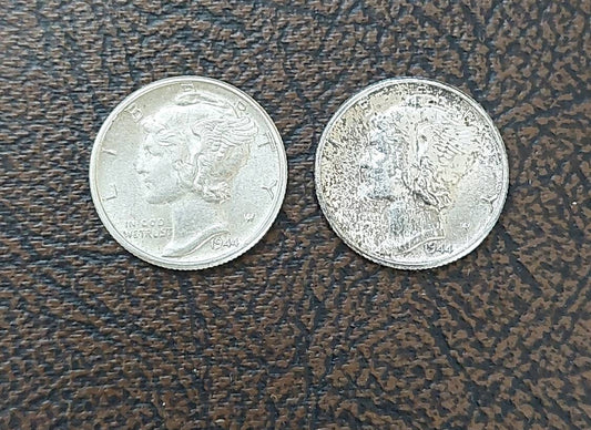 Two high grade 1944 silver mercury dimes