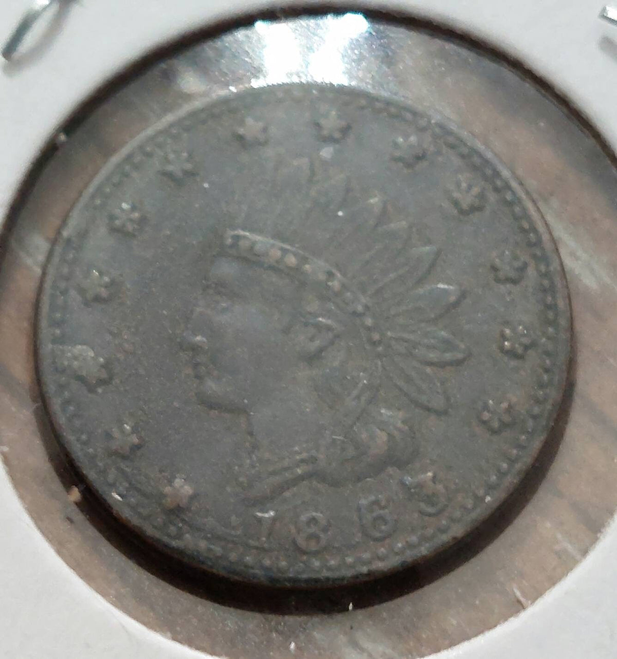 1863 Indian head design,  Civil War patriotic token