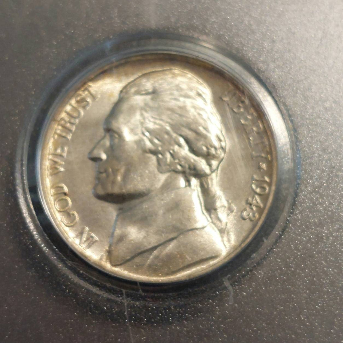 1943d silver War nickel, beautiful uncirculated Jefferson coin