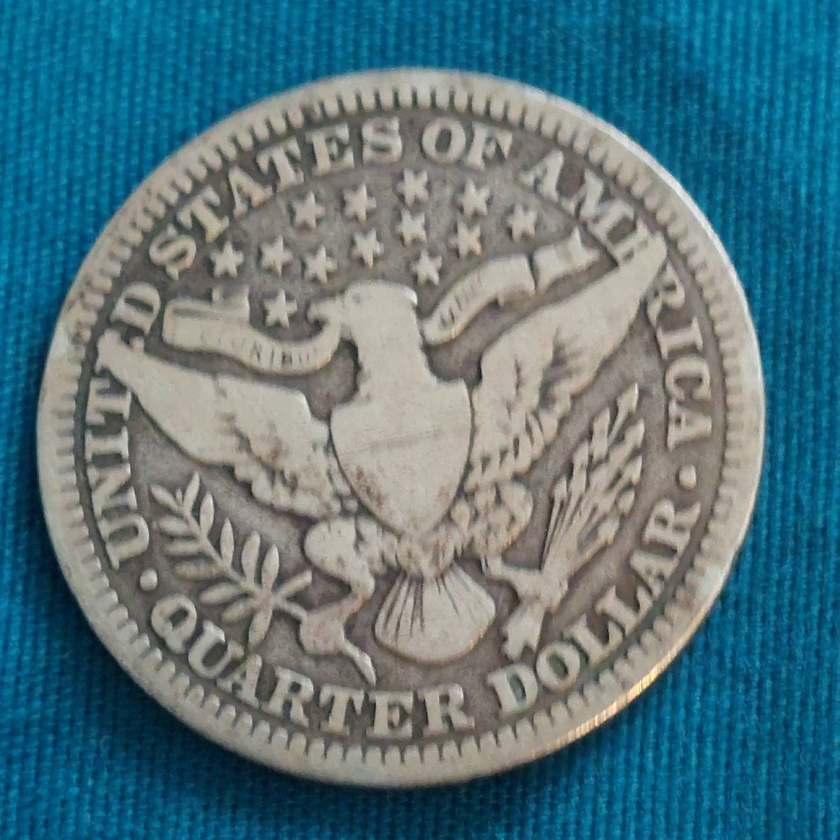 1915p barber silver quarter, very good plus 90 percent antique American coin