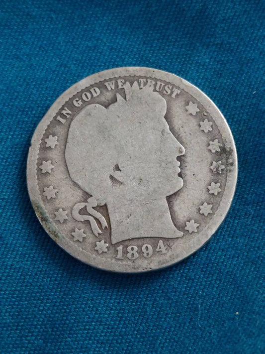 1894s rare silver barber quarter, low mintage date 90 percent silver
