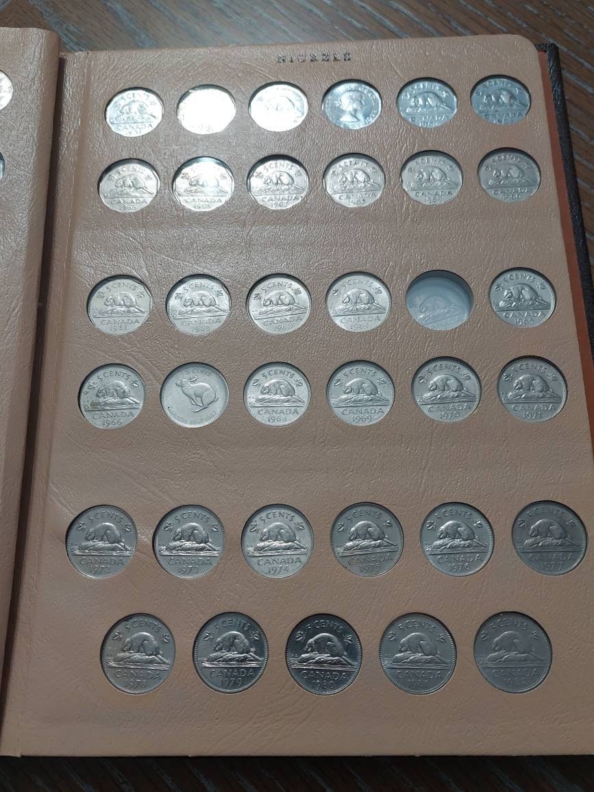 Dansco 7117 Canada nickel book, contains 60+ Canadian nickels from 1920 to 1980s, coin collecting