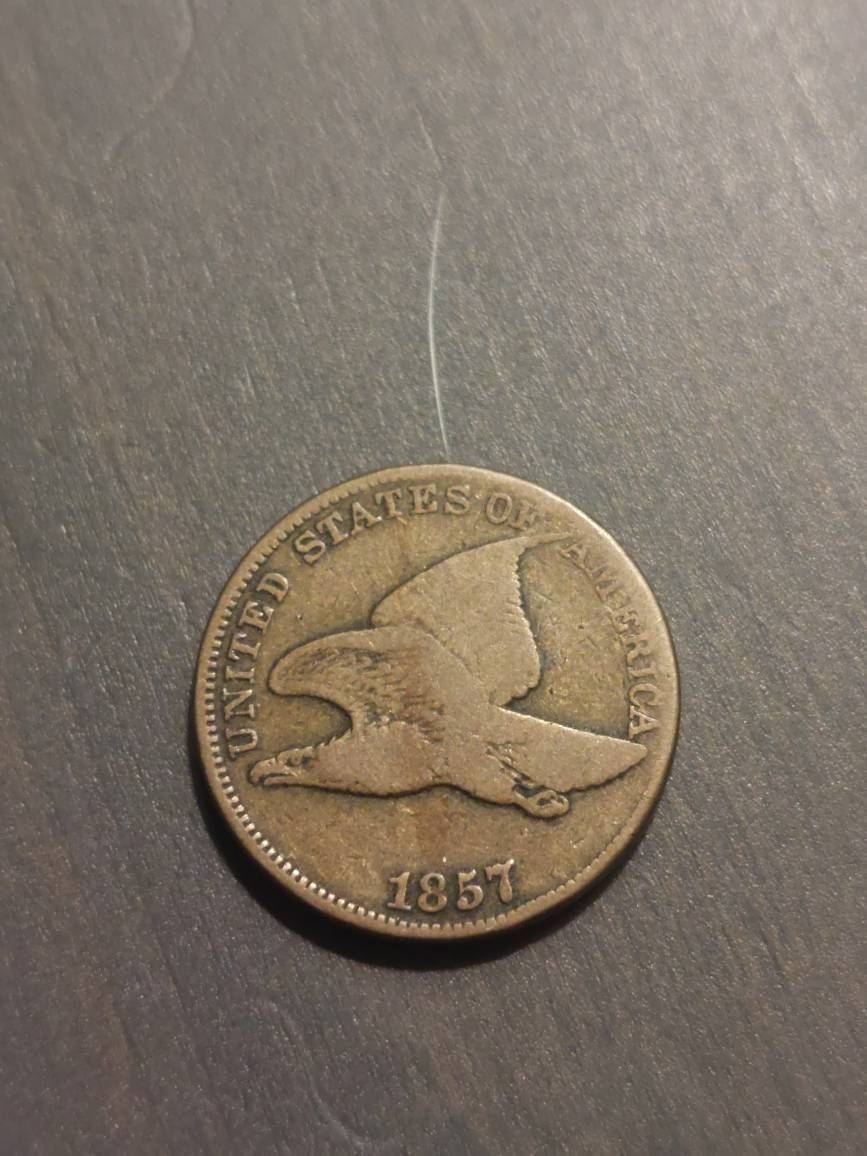 1857 flying eagle cent, us coin collecting, fine condition antique type coin post civil war small cent historic coin, free shipping