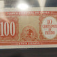 1940s bank of chile, 100 cien pesos bank note, uncirculated, antique foreign red currency note