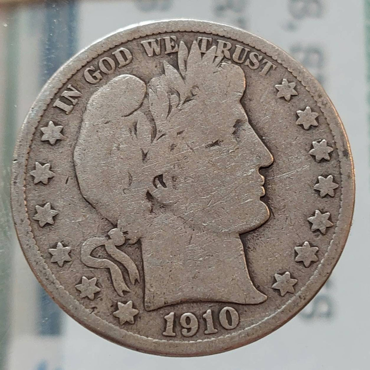 1910s barber silver half dollar, better date 90 percent silver